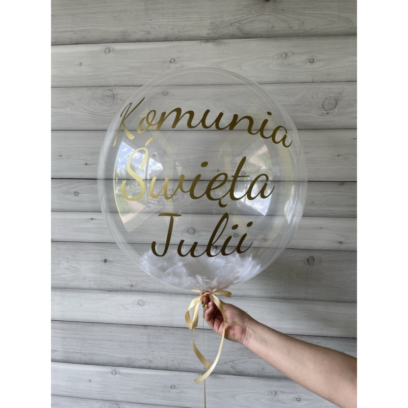 Balon Bubbles z piórkami i Twoim napisem