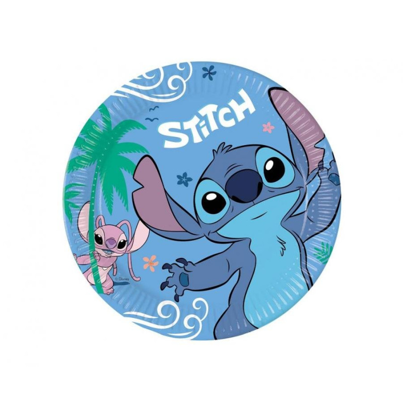 Talerzyki papierowe "Stitch & Angel" - 8 sztuk (23 cm)