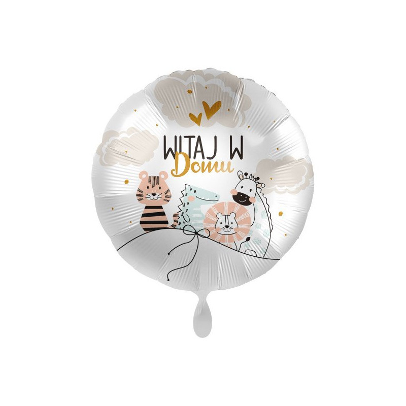 Balon na narodziny dziecka - Witaj w domu (Zwierzątka) - 45 cm