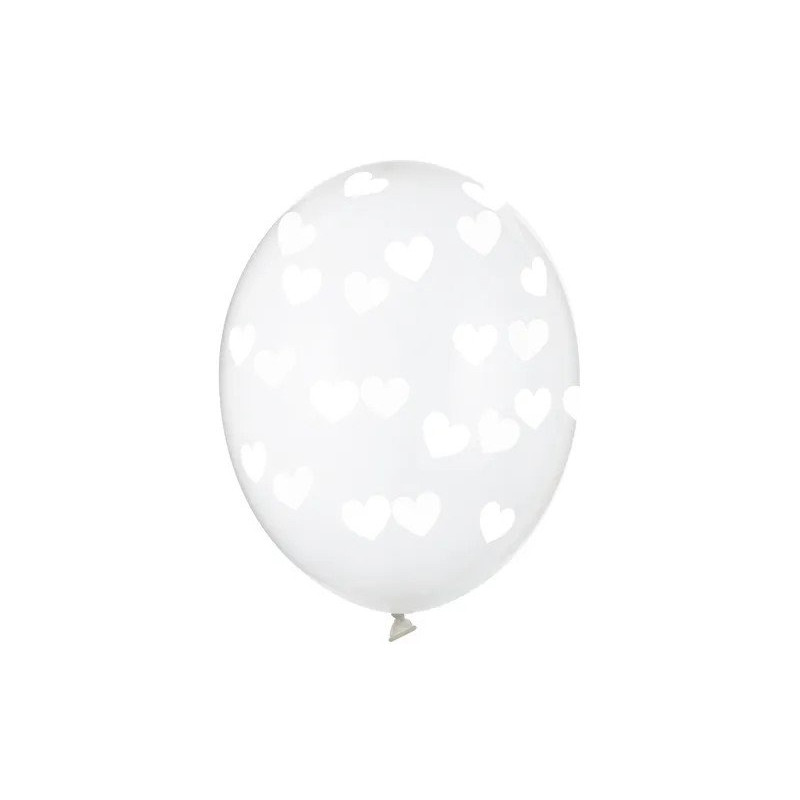 Balon lateksowy Crystal Clear 30 cm - Białe Serduszka