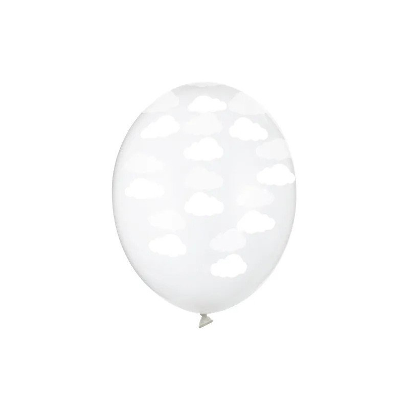 Balon lateksowy Crystal Clear 30 cm - Białe Chmurki