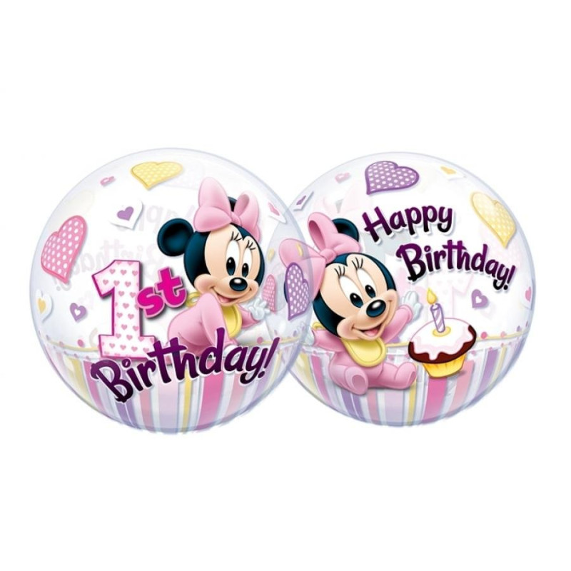 Balon Bubble Myszka Minnie - 1 urodziny - Disney Baby