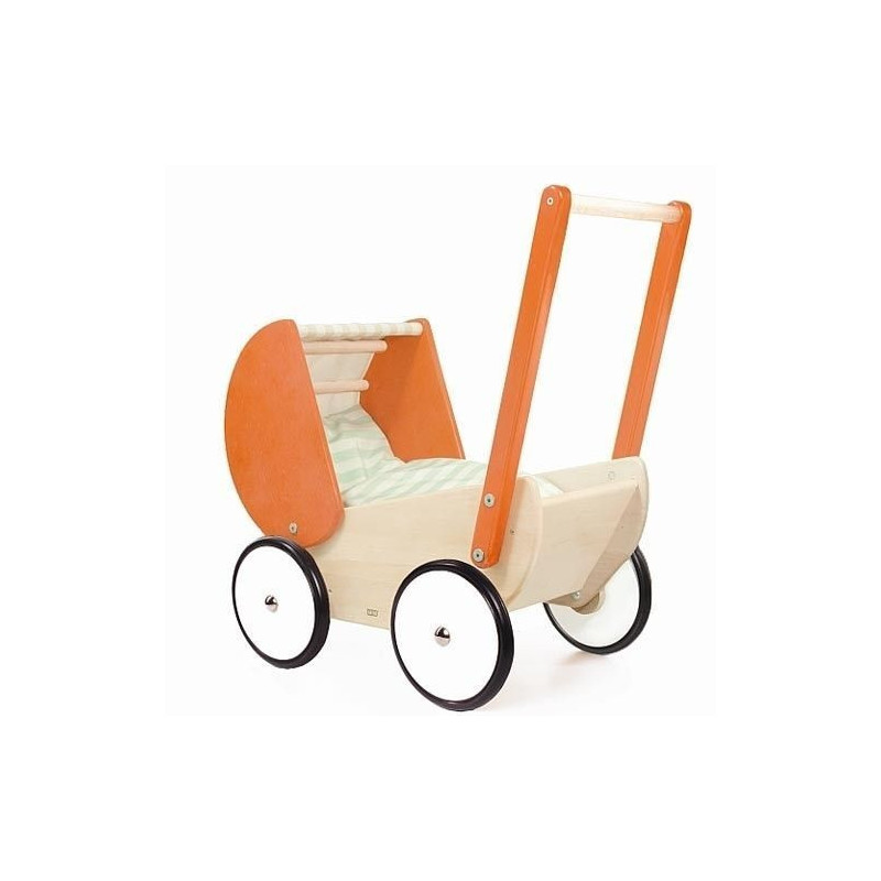 Bajo 74130 - drewniany wózek dla lalki - pomarańczowy