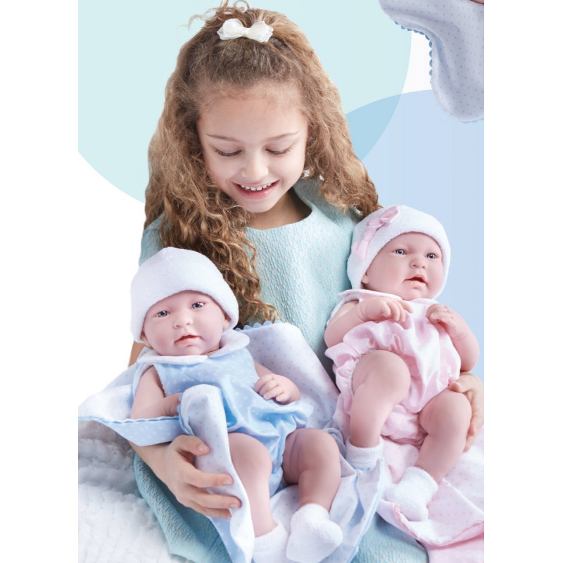 Hiszpańskie lalki bobasy Nino i Nina, duże, 43 cm - całe winylowe