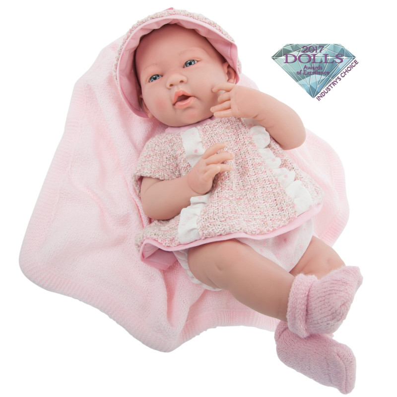 Hiszpańska lalka bobas Lea z kocykiem i ubrankiem Berenguer 18058