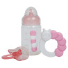 Zestaw dla lalki; smoczek, butelka i grzechotka - Różowy smoczek - Berenguer 81061