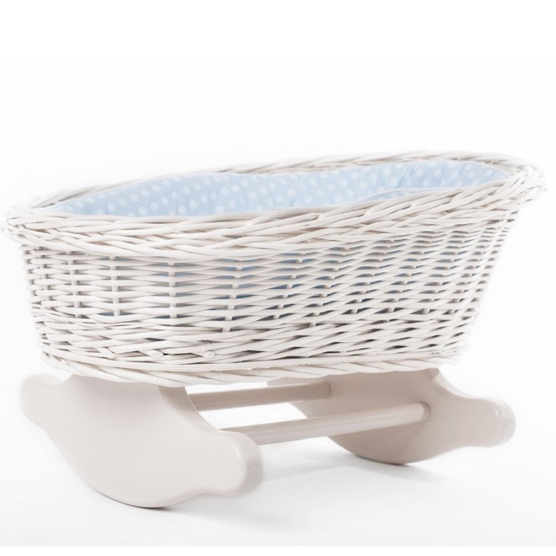 Biała wiklinowa kołyska dla lalki, Petit Landau