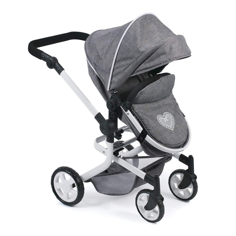 Wózek dla Lalek do 52 cm - Szary - Kombi MIKA