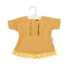 Sukienka z żabotem, dla średniej lalki, kolor musztardowy