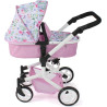 Wózek dla Lalek Kombi MIKA - Różowy, w kwiatki