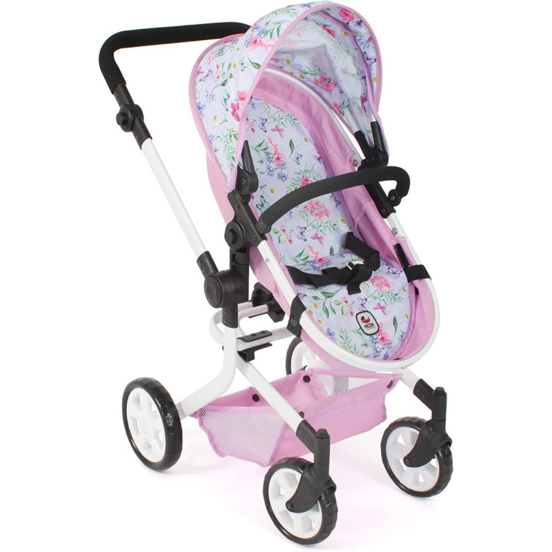 Bayer Chic 595 53 - Duży wózek dla Lalek - Różowy, w kwiatki