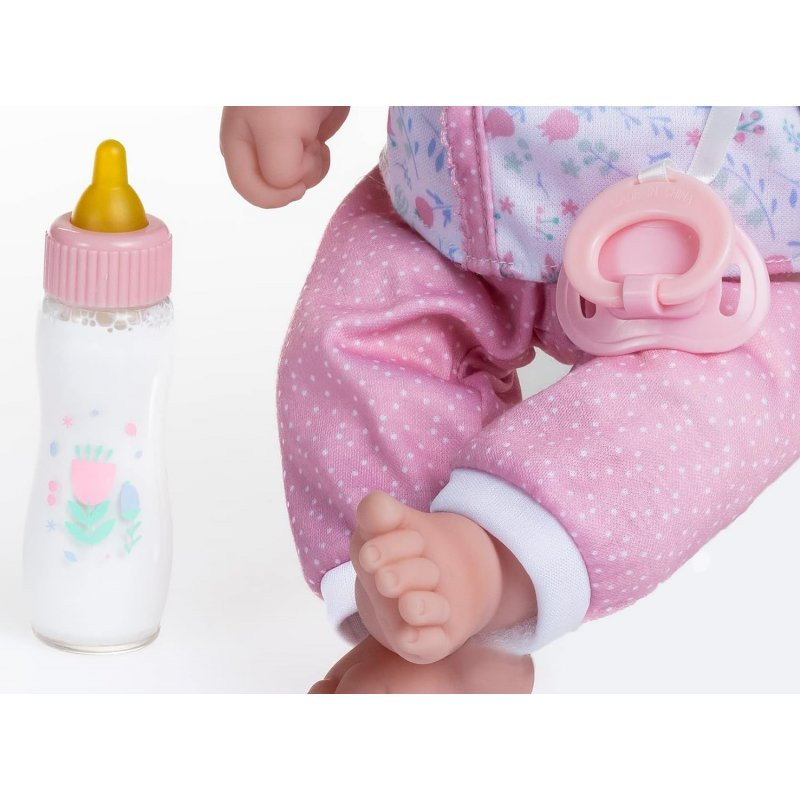Lalka w zestawie z butelką i smoczkiem, miękki brzuszek, Berenguer 15034