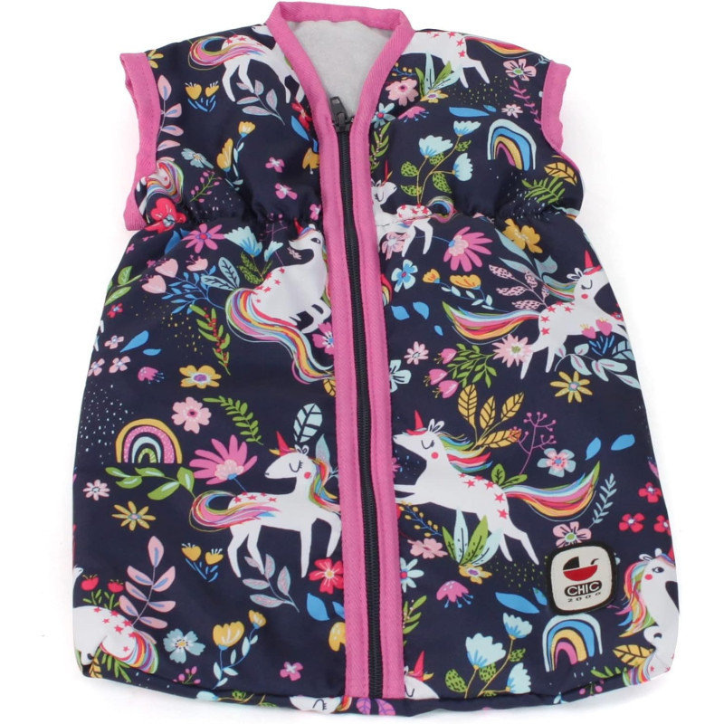 Bayer Chic 792 43 - Śpiworek dla lalek do 55 cm, jednorożec, granatowo-różowy