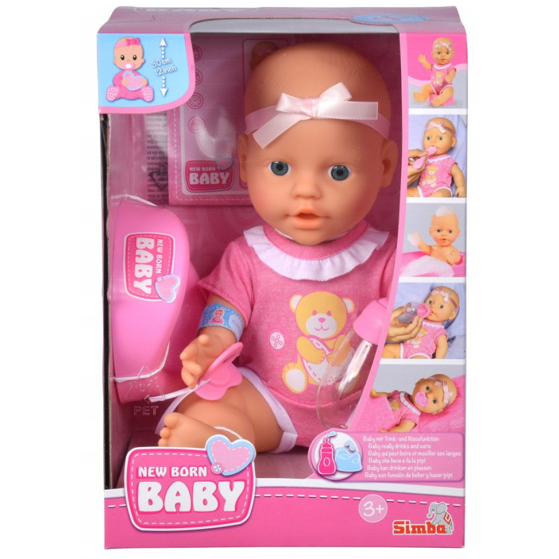 Lalka new born baby, pije i siusia, nocnik w zestawie, 30 cm