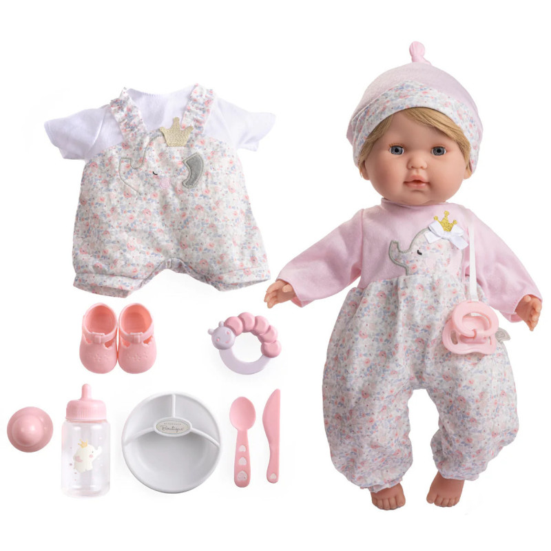 Lalka z miękkim brzuchem i włosami, Noni, Berenguer 30045 - w zestawie ubranka oraz liczne akcesoria