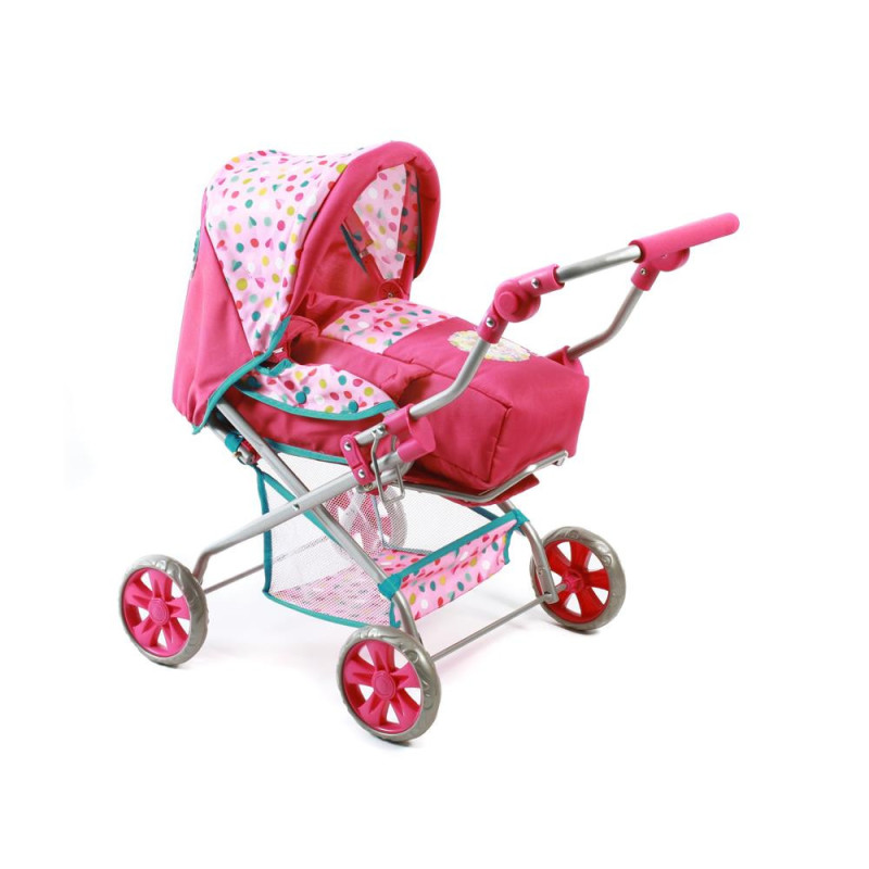 Duży wózek dla lalek Piccolina, różowy w kropki (Princess) - Bayer Chic 559 79