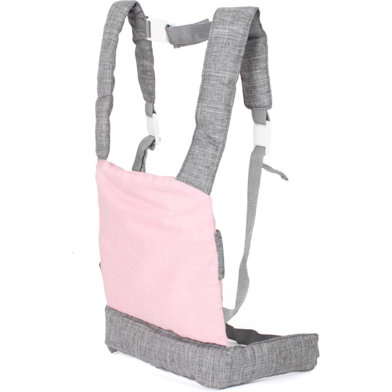 Wygodne nosidło dla lalki bobas, szaro-różowe