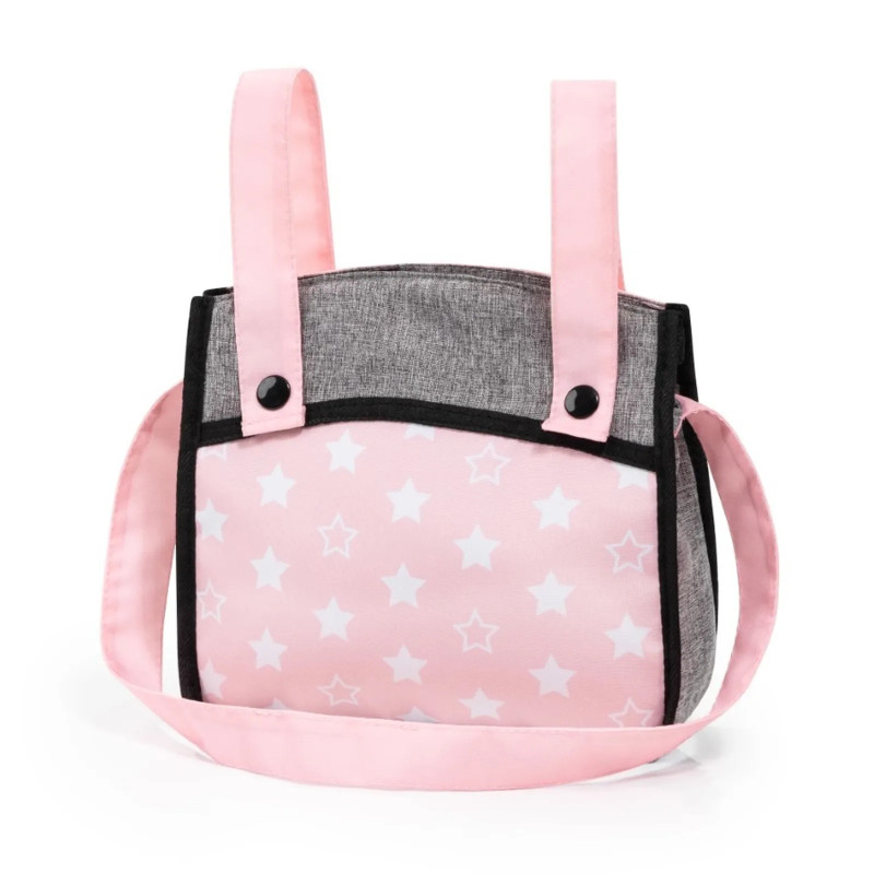 Torba do wózka dla lalek, różowo szara, w zestawie.