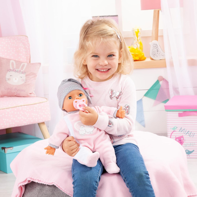 Lalka Piccolina, smoczek w buzi, dziewczynka - Bayer Design