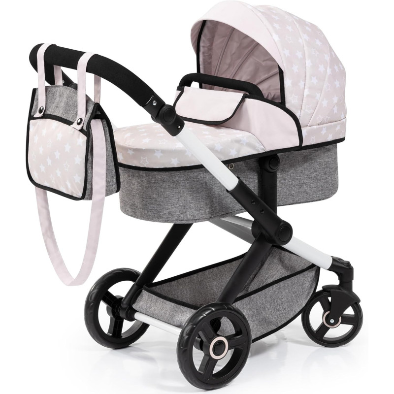 Wózek dla lalek, Kombi Xeo, szaro różowy, Bayer Design
