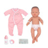 Duża lalka bobas z różowym ubrankiem, pieluszka oraz akcesoria w zestawie, 43 cm