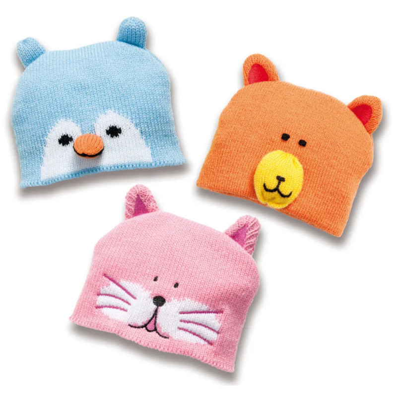 Ciepła czapka dla lalki w rozmiarze 28-35cm. 3 wzory do wyboru, motyw zwierzęcy