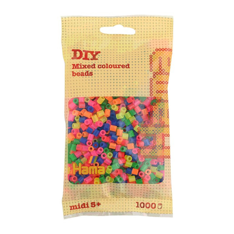 Hama 207-51 - mix neonowy - 1000 koralików midi
