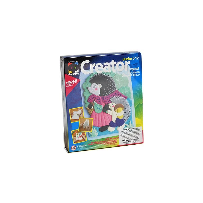 Gipsowe obrazki - Mama, jeż i dziecko - Zestaw kreatywny