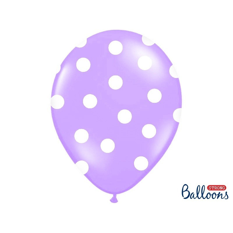 Balon lateksowy 30 cm - Kropki pastel lavender blue