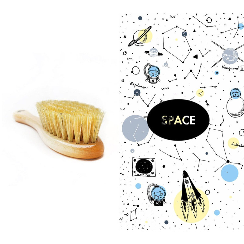 Szczotka z naturalnego włosia z muślinową myjką - Lullalove