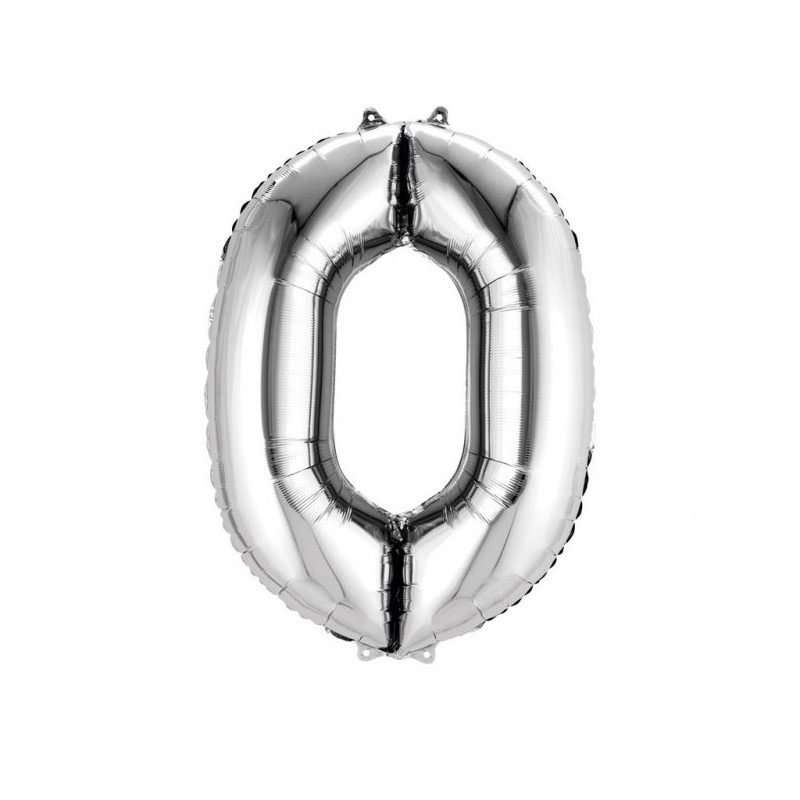 Balon Foliowy 40" Cyfra 0 SREBRNA