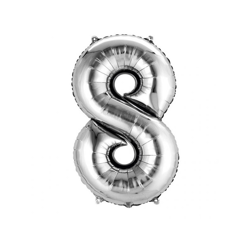 Balon Foliowy 40" Cyfra 8 SREBRNY