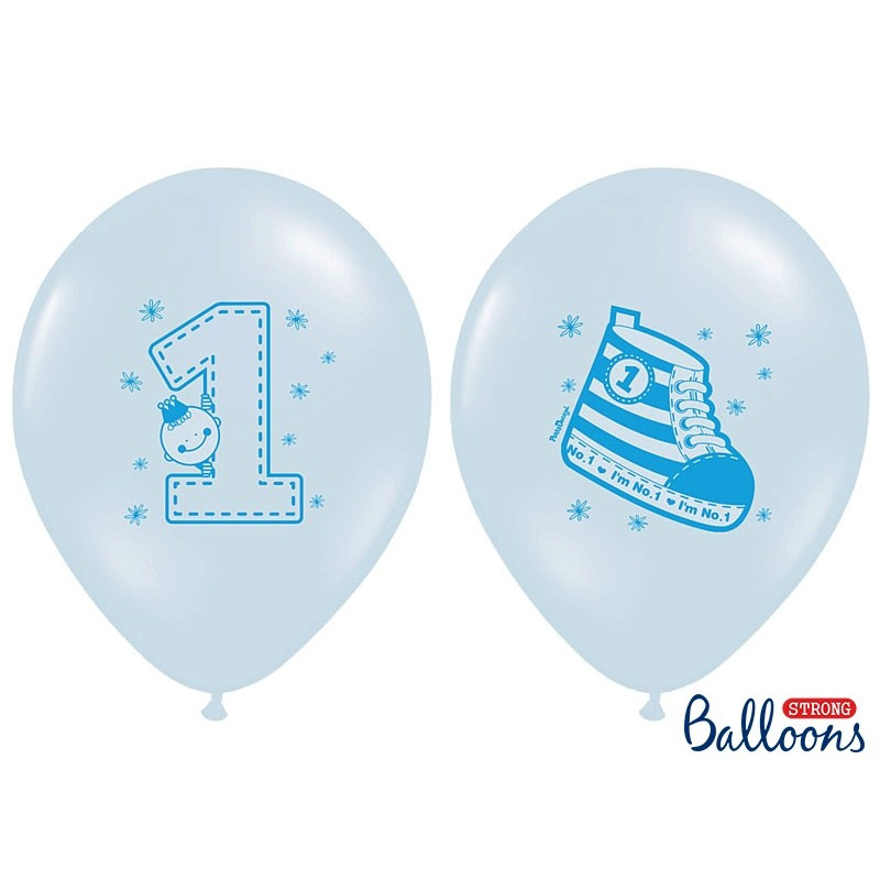 Balon  30 cm Trampek na 1 urodziny - lateksowy, niebieski