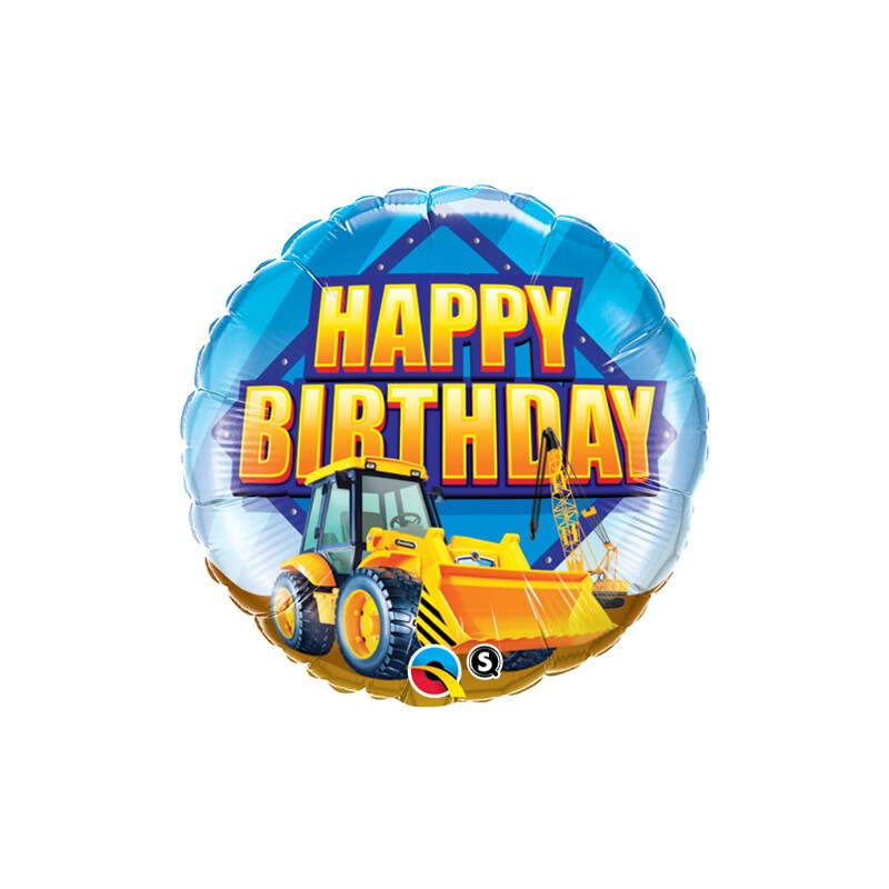 Balon foliowy 18"  Happy Birthday - koparka 