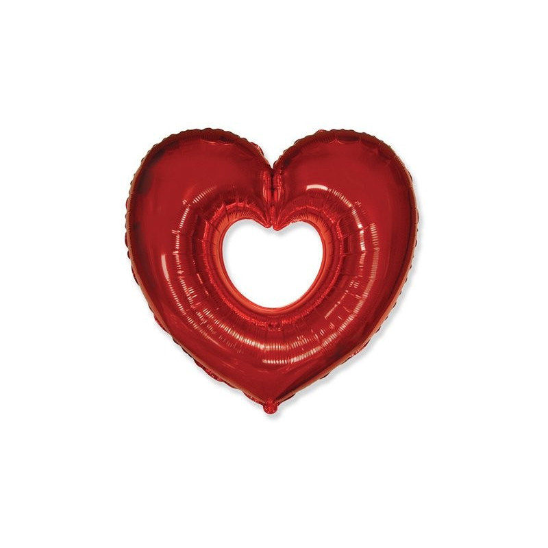 Balon foliowy - Serce otwarte, czerowne  24" - Napełniony helem