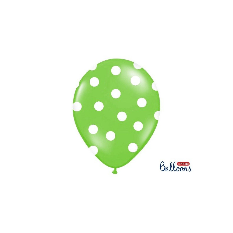 Balon lateksowy 30 cm - Kropki pastel lime green
