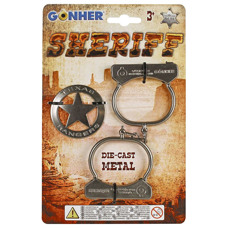 Metalowa gwiazda Szeryfa oraz Kajdanki - GONHER 314/0