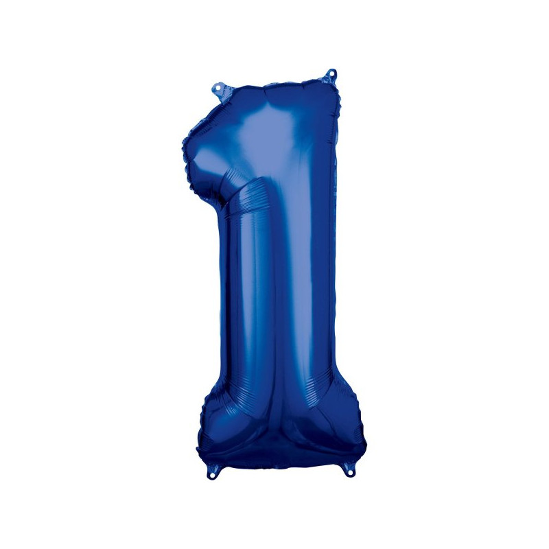 Balon foliowy, cyfra 1 niebieska 34"