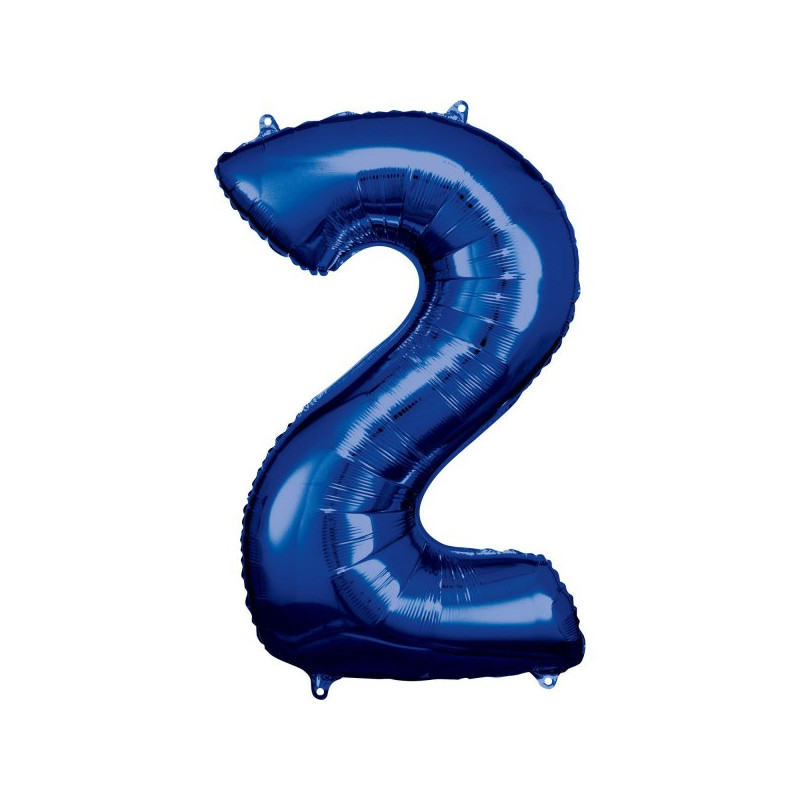 Balon foliowy, cyfra 2 niebieska 34"