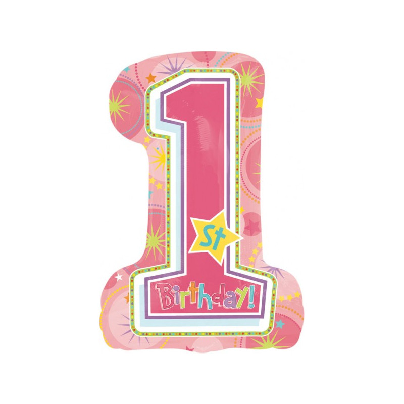 Balon foliowy, cyfra 1 kolorowa 34"
