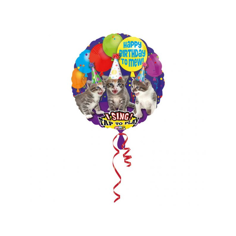 Balon Foliowy KOTY grający - Happy Birthday "miał"