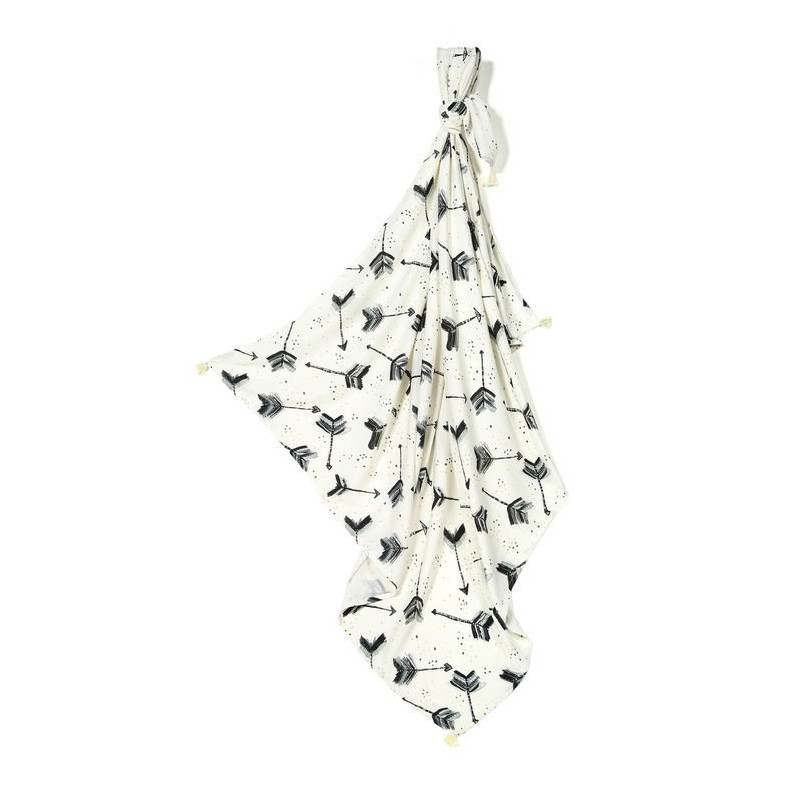 Bambusowy otulacz King Size - boho royla arrows, fringe