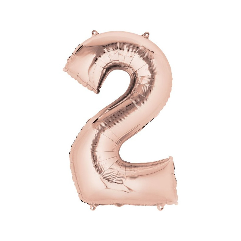 Balon Foliowy Cyfra 2 Złoty Róż 50x88 cm - na urodziny
