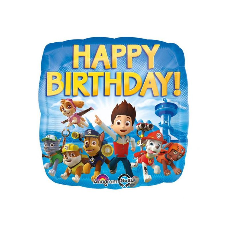 Psi Patrol Urodzinowy Balon Foliowy - 43cm - Happy Birthday