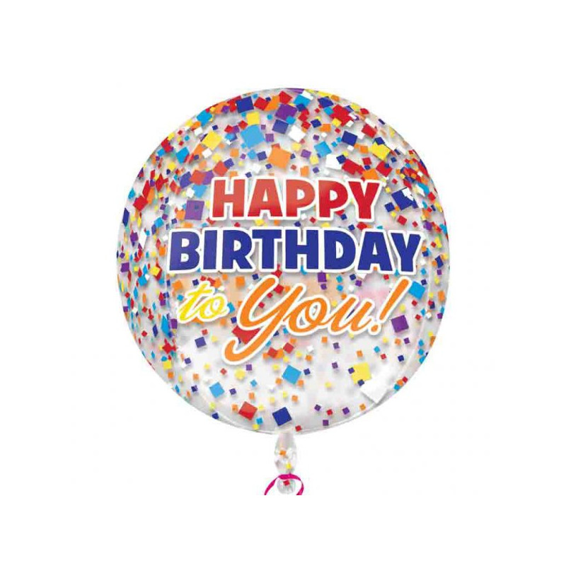 Orb Kula Confetti - Balon Urodzinowy Foliowy 38 cm x 40 cm