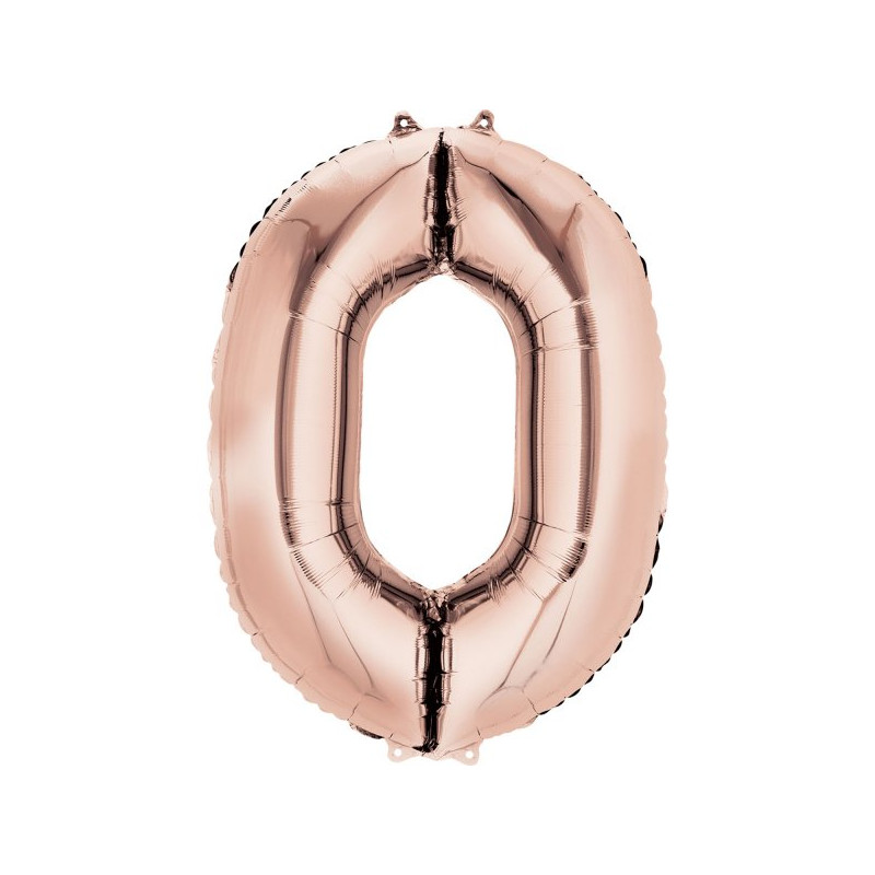 Balon Foliowy Cyfra 0 Złoty Róż 33x86 cm 