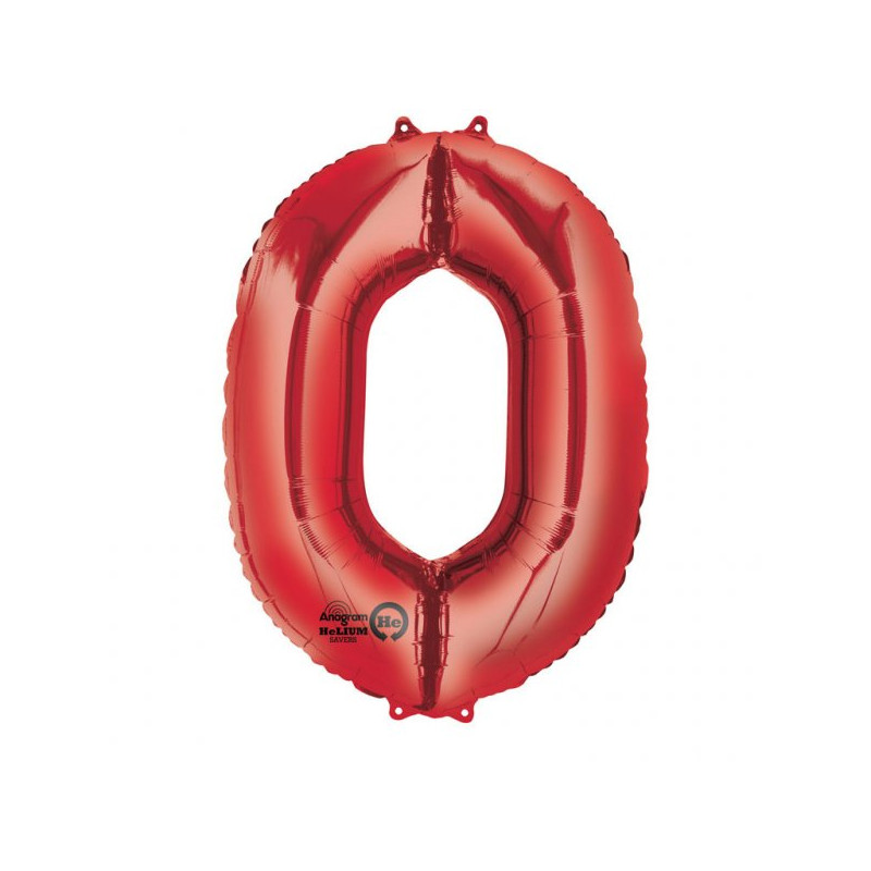 Balon Foliowy Cyfra 0 Czerwona 63x88 cm 