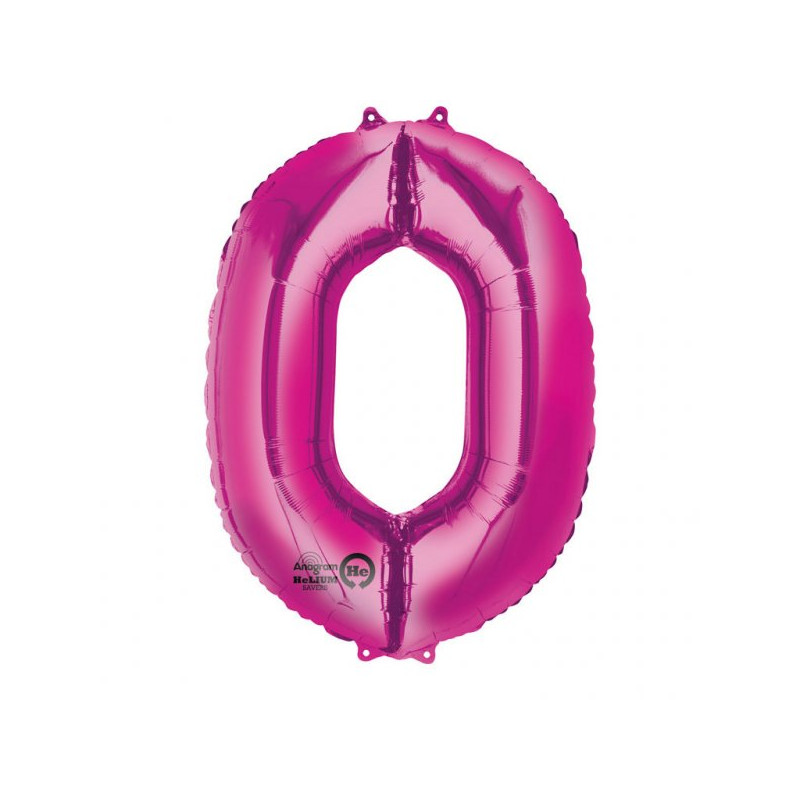 Balon foliowy, cyfra 0 różowa 34"