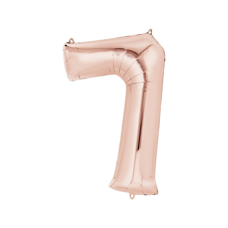 Balon Foliowy Cyfra 7 złoty róż 55x88 cm