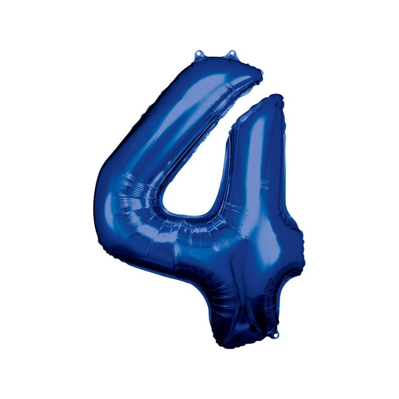 Balon foliowy, cyfra 4 niebieska 34 cale